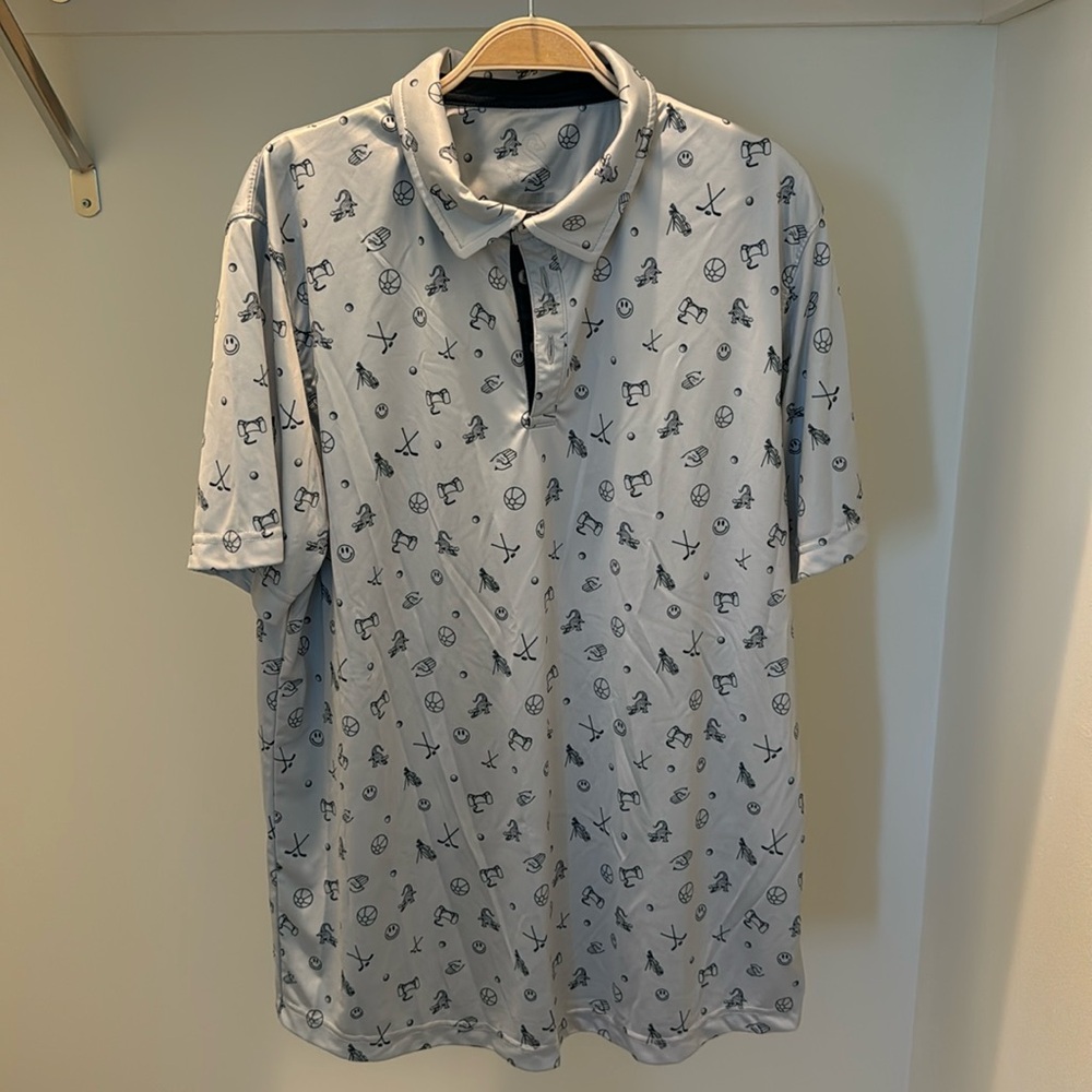 Swannies Co golf shirt happy Gilmore print size extra large logo on left sleeve